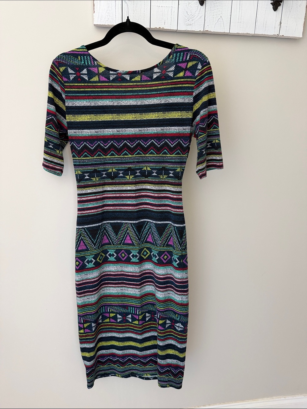 Xhilaration Multicolor Striped & Geometric Knit Midi Dress